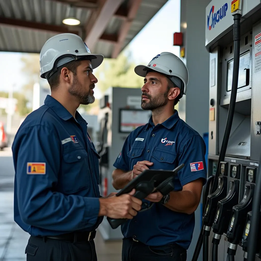 Trabajadores de YPF en operaciones